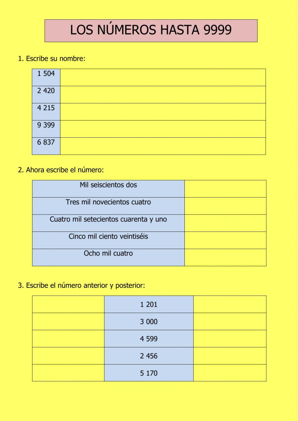 Números hasta 9 999