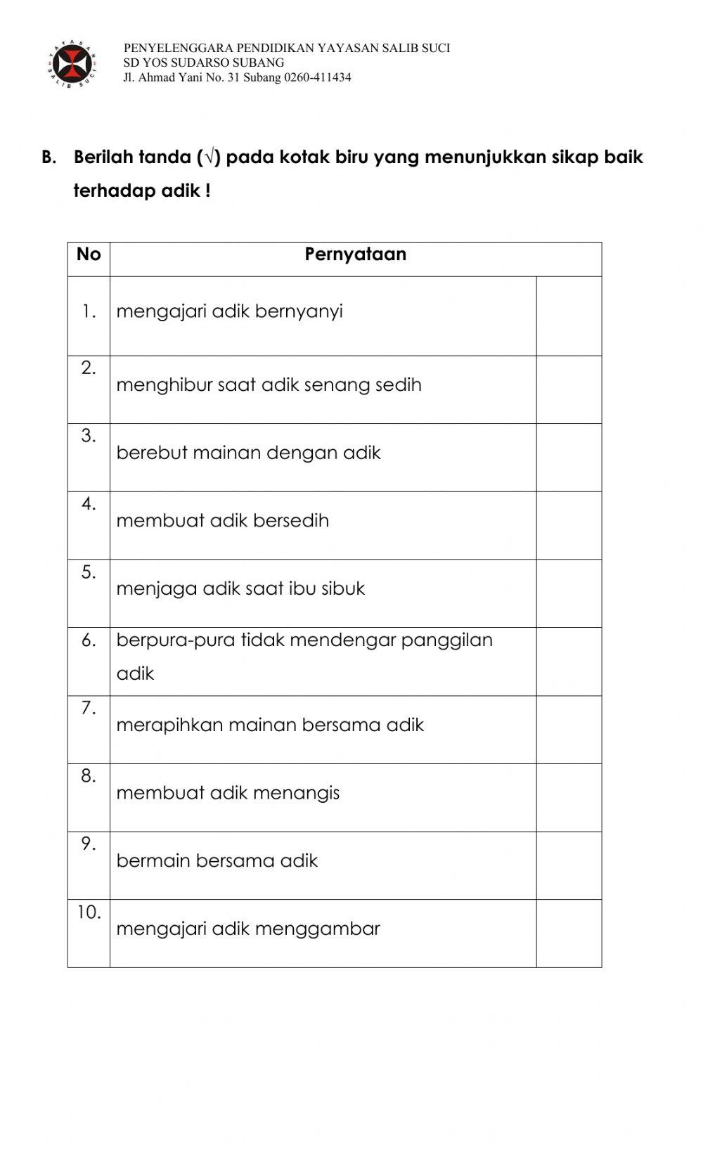 Aturan Makan dan Menjaga Adik