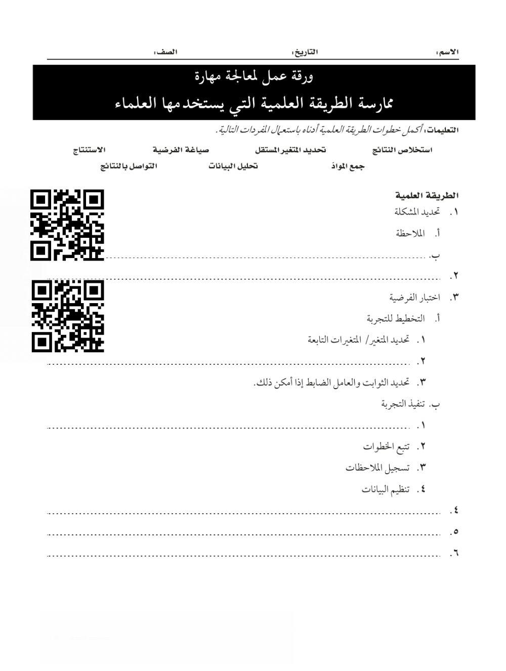 خطوات الطريقة العلمية