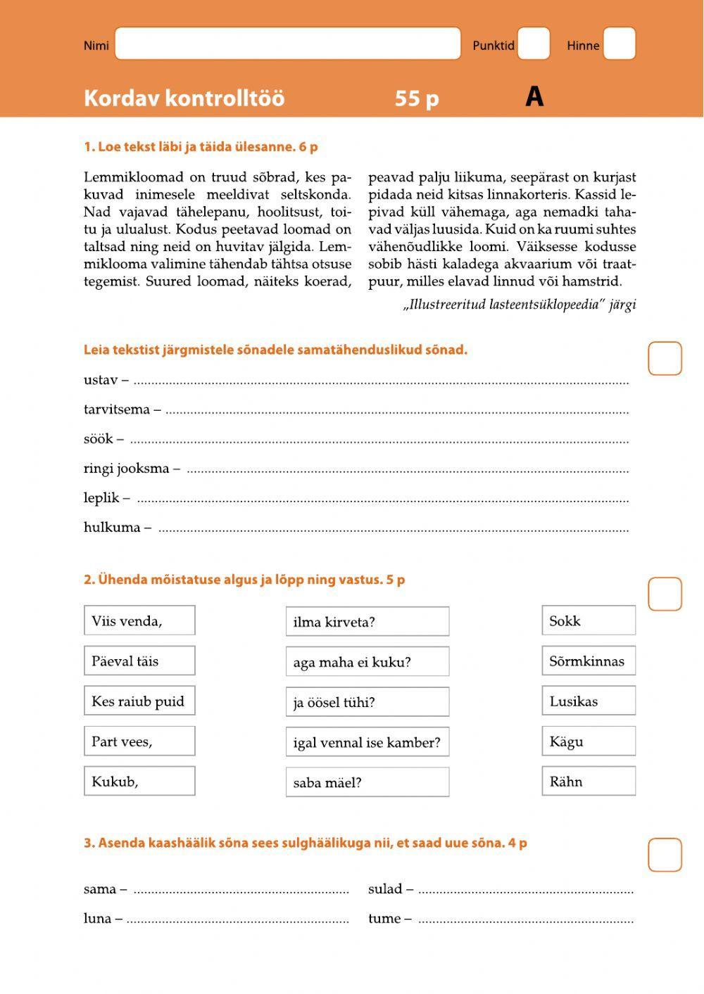 Kordav kontrolltöö