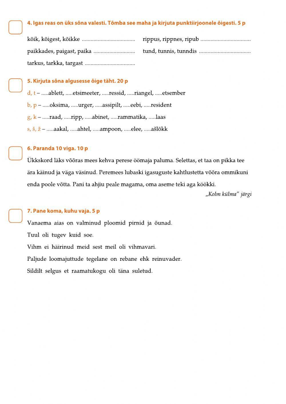 Kordav kontrolltöö