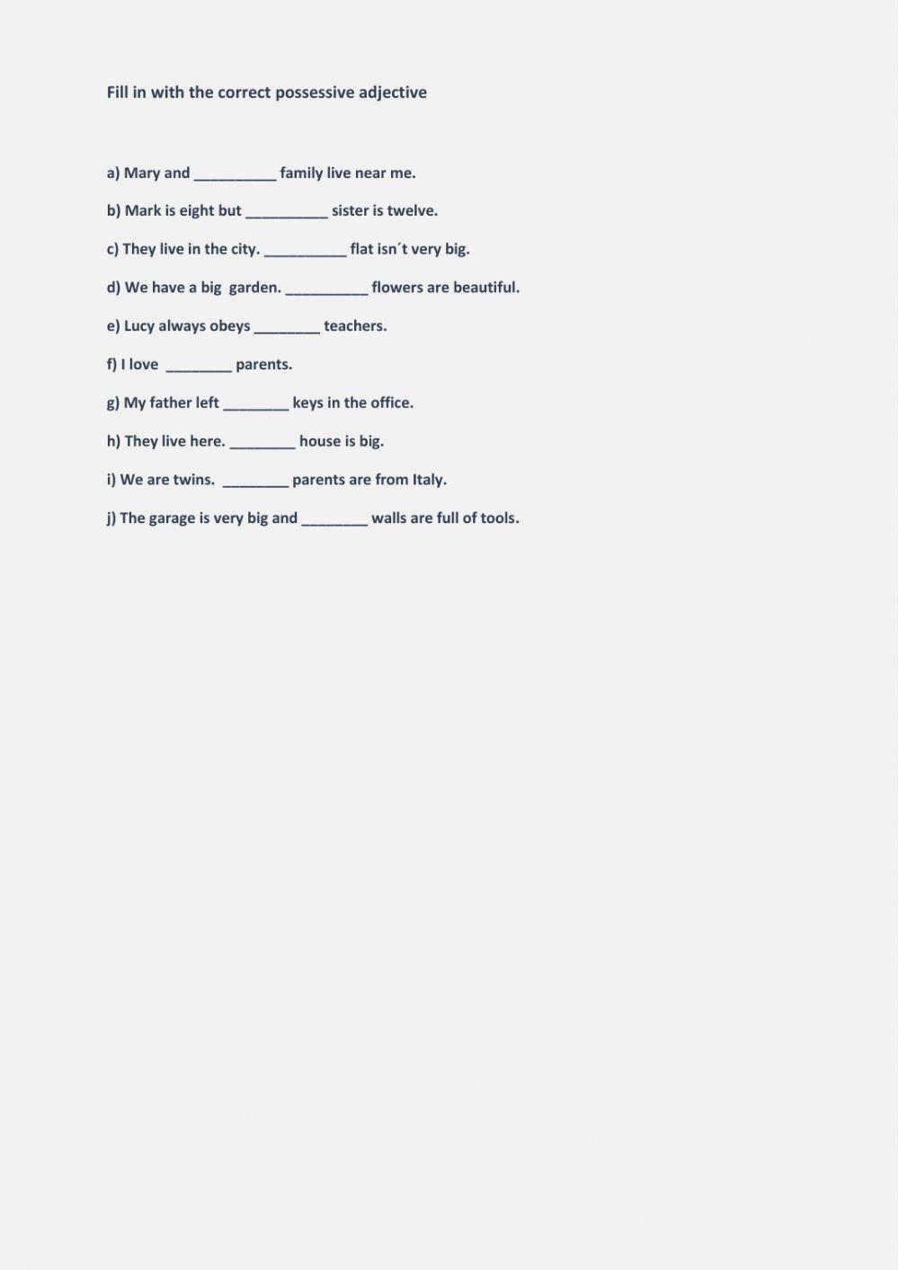 Possessive adjectives