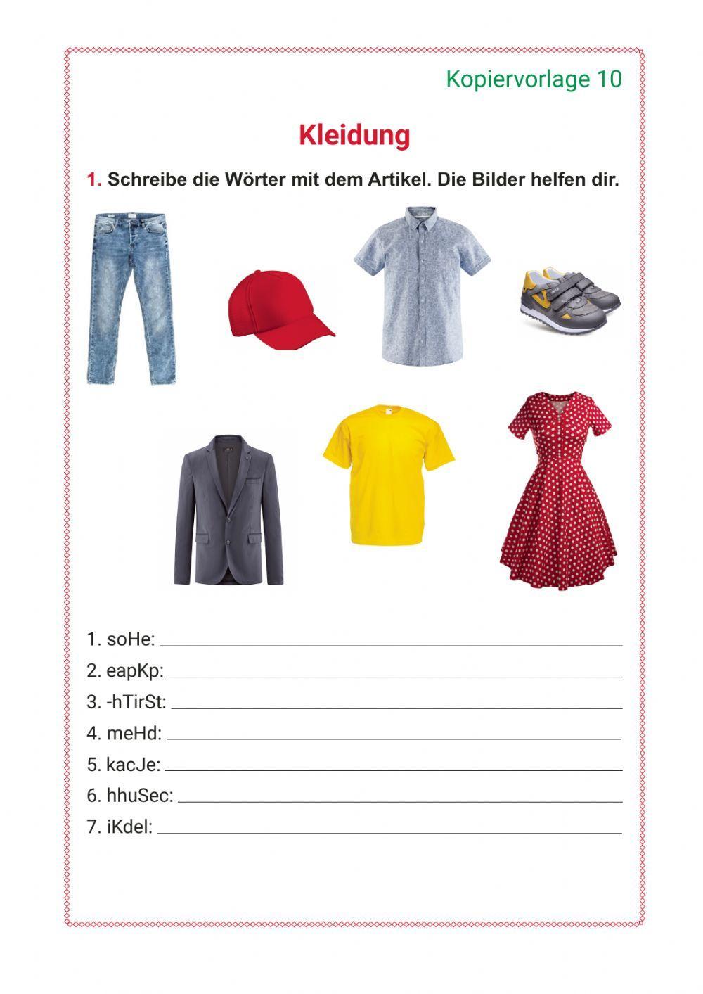 Deutsch-4-6. Kleidung-Arbeitsblatt-2