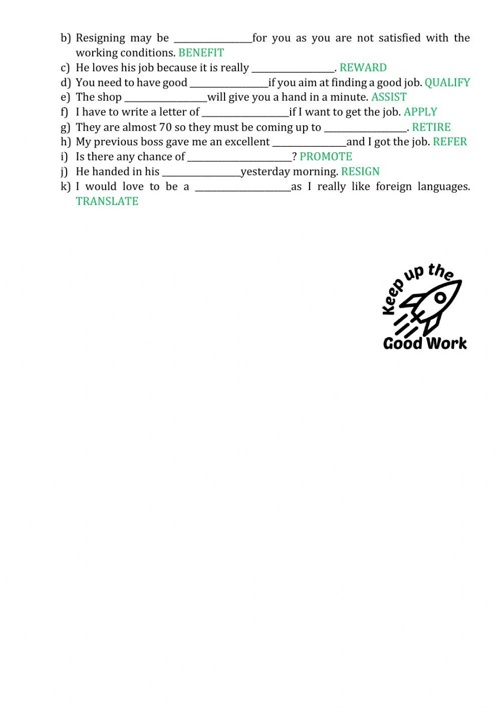Work vocabulary extra practice