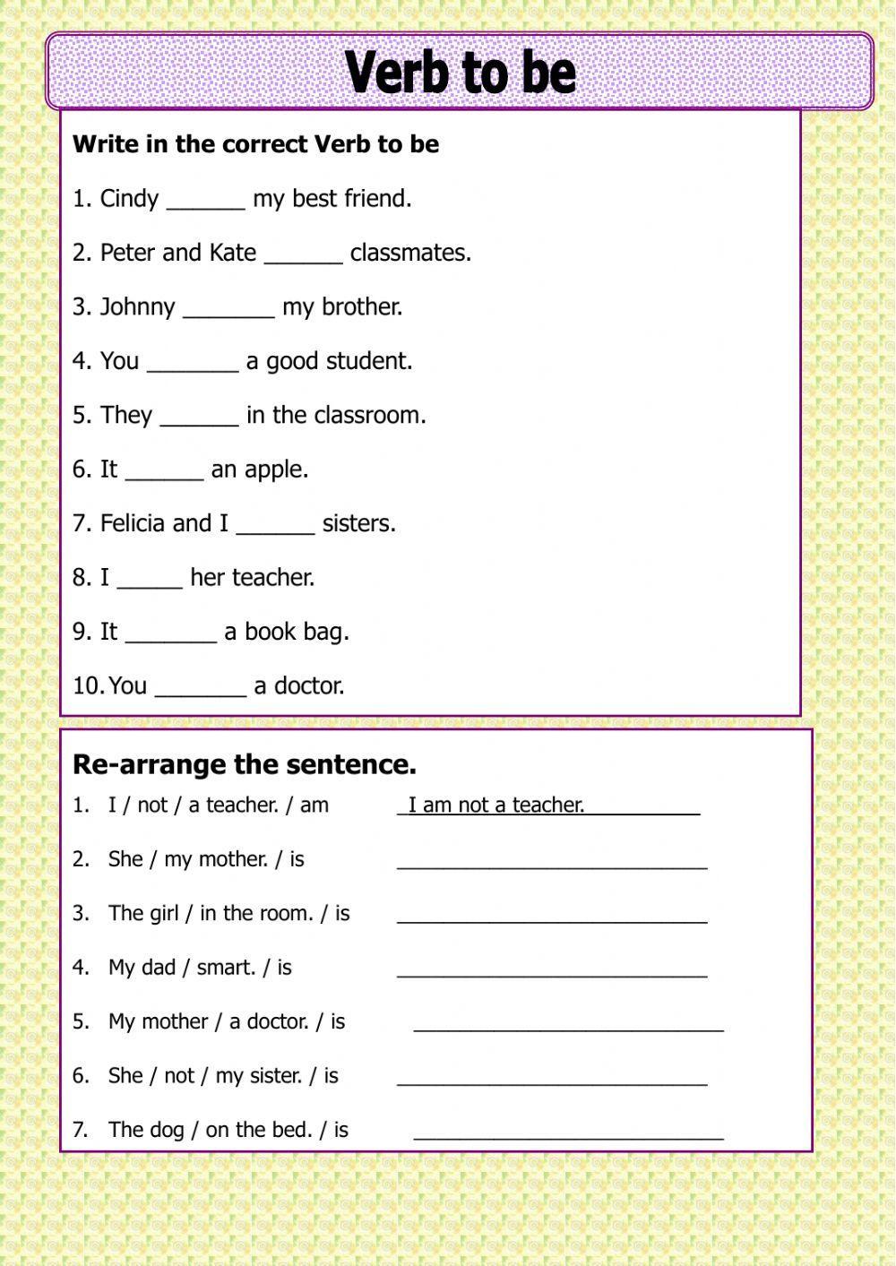 Verb to be Verb to be