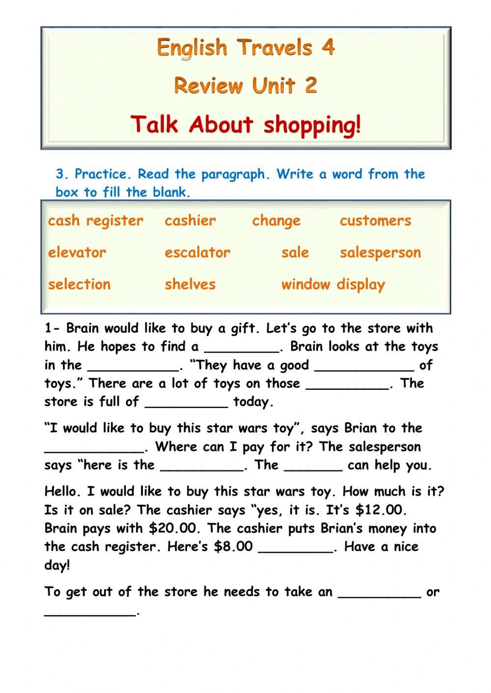 Unit 2 review shopping