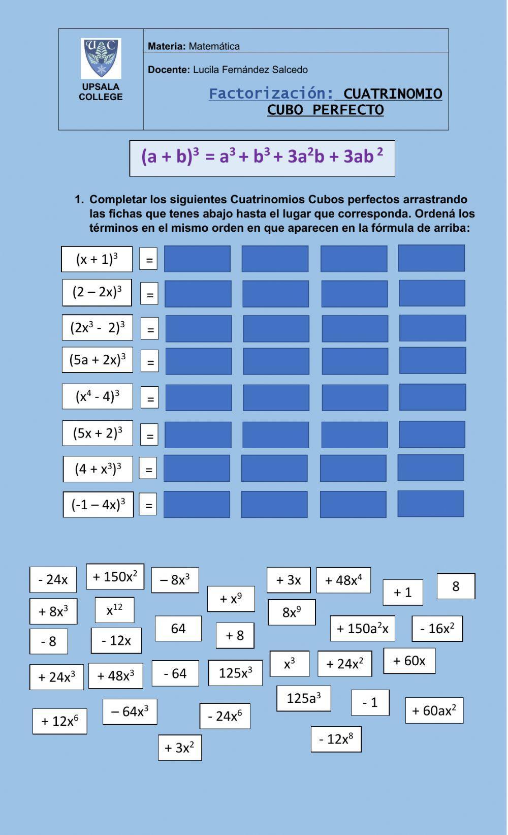 Factorización Cuatrinomio
