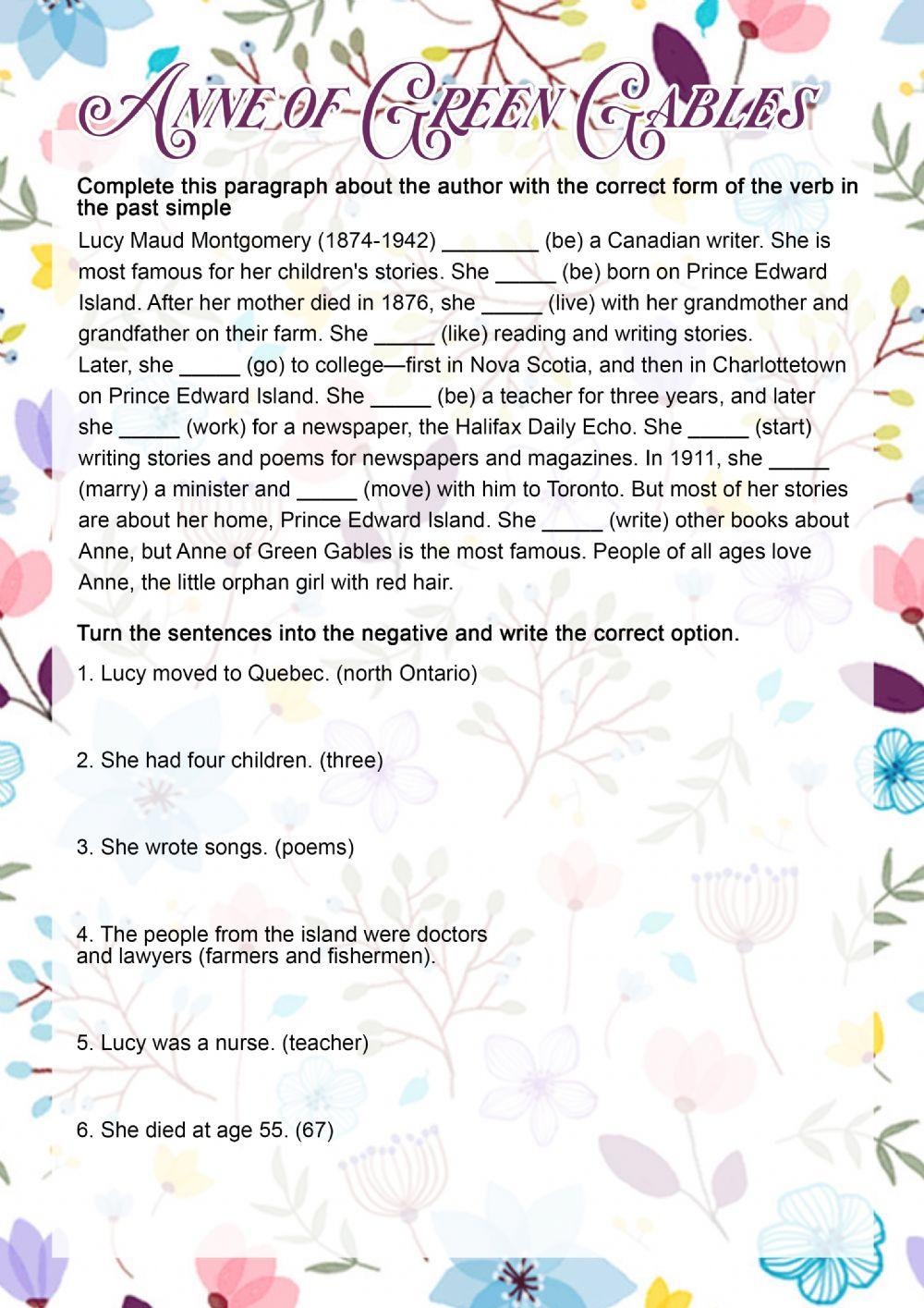 Anne of Green Gables - past simple