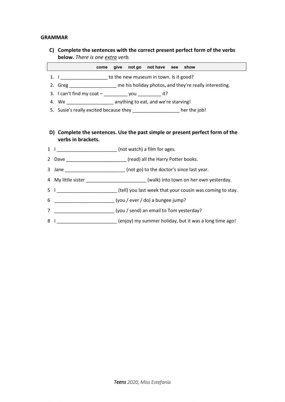Unit 6 Test - Solutions Pre Intermediate