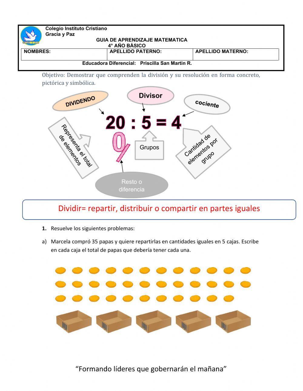 Guia división como reparto equitativo