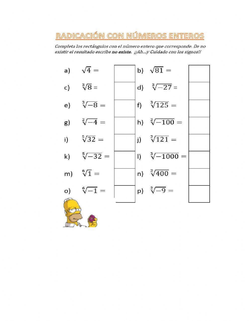 Raices de numeros enteros
