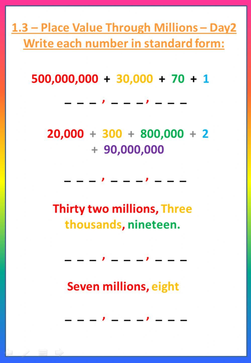 1.3 - Reading and Writing Numbers - day 2 - 1