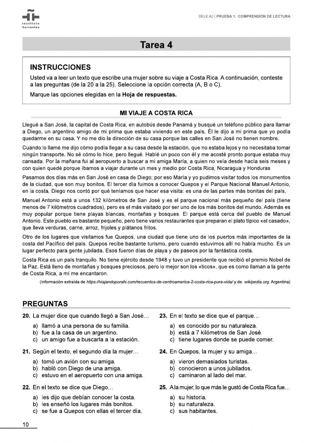 DELE A2- Comprensión Lectora Worksheet Live Worksheets, 40% OFF