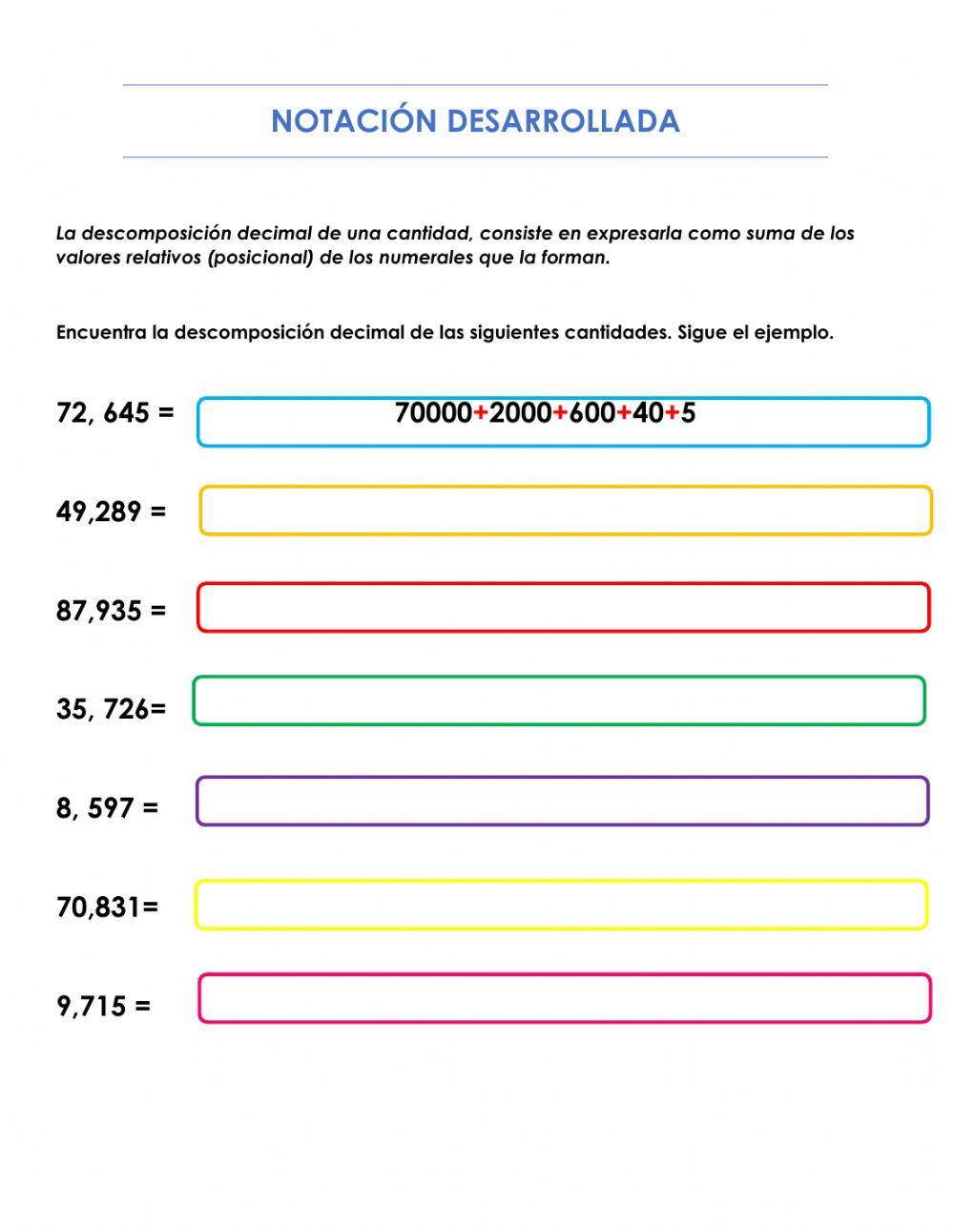 Notación desarrollada