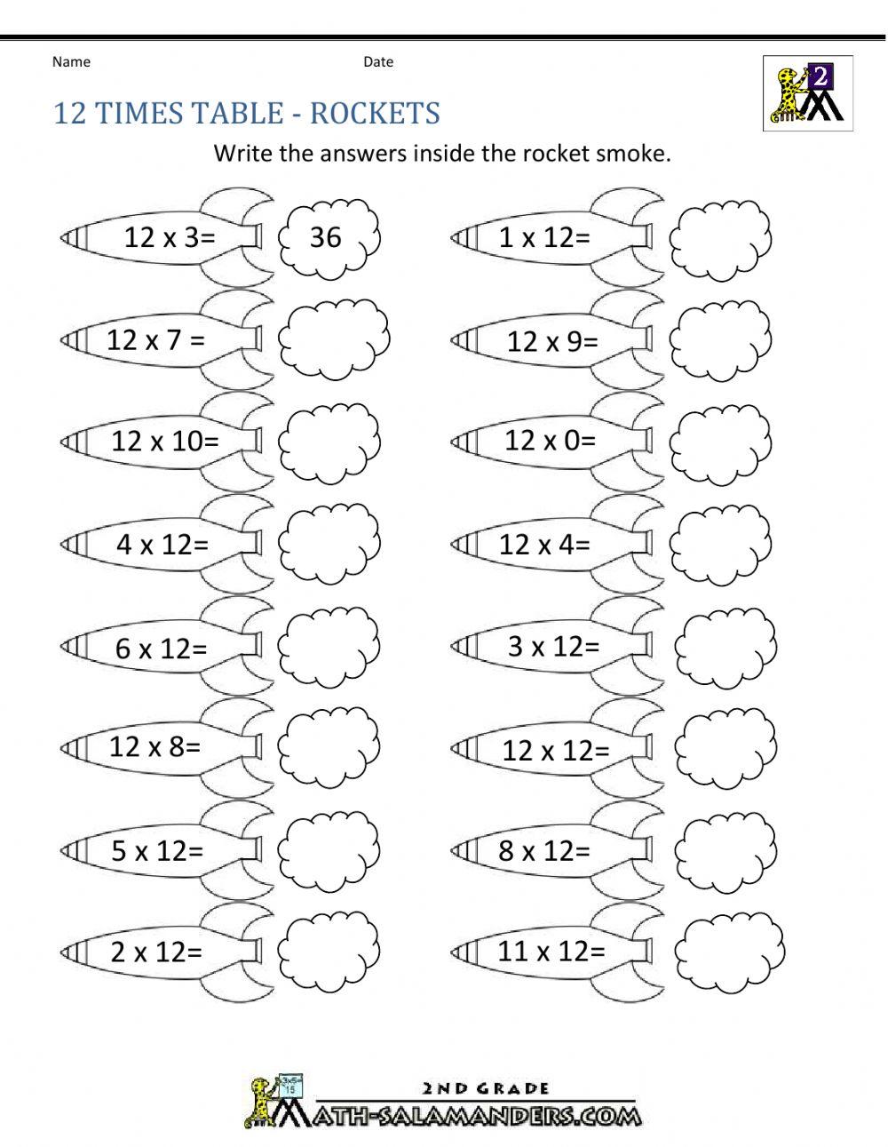 12s Multiplication Quiz worksheet Live Worksheets