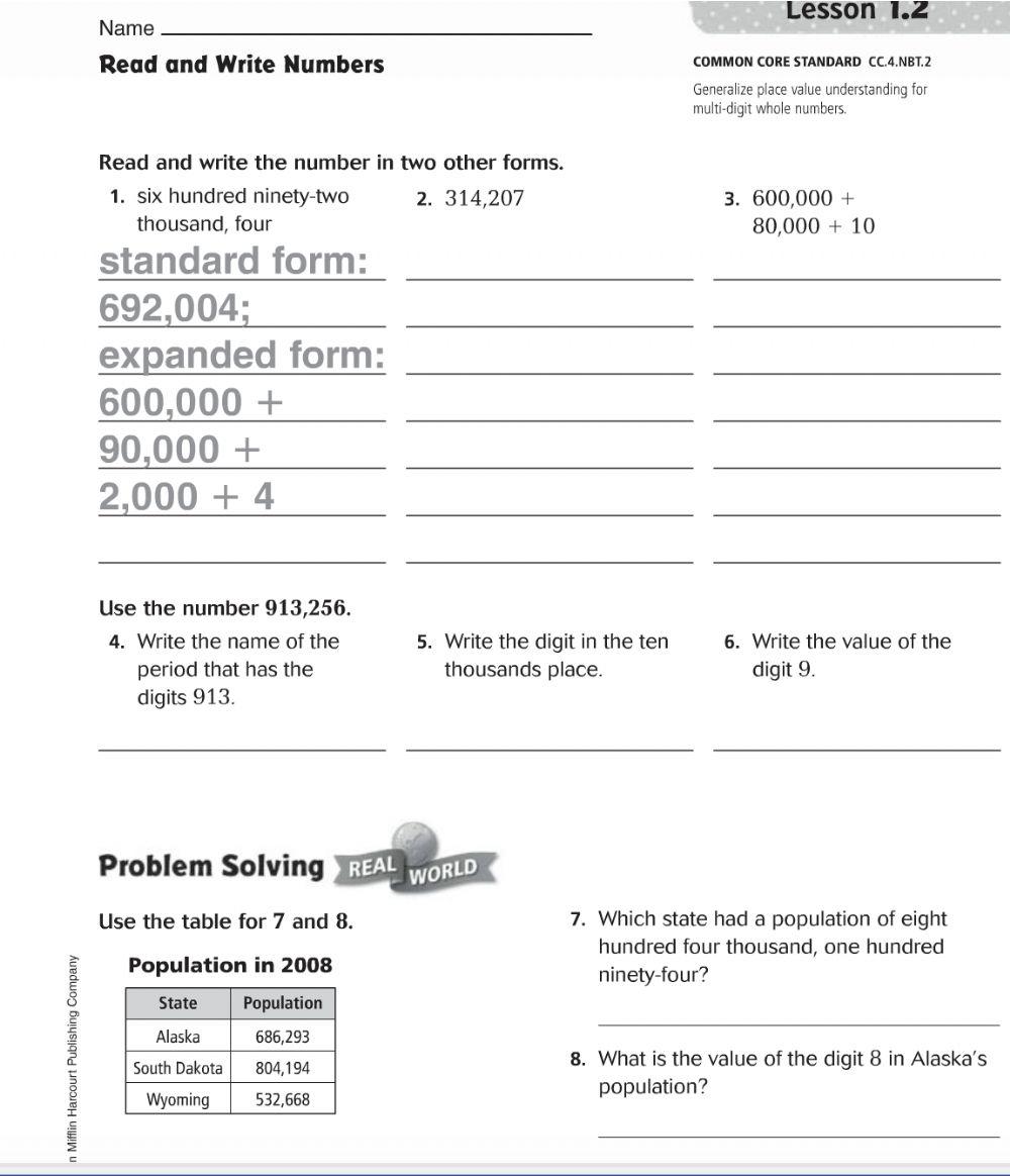 Forms for Writing Numbers
