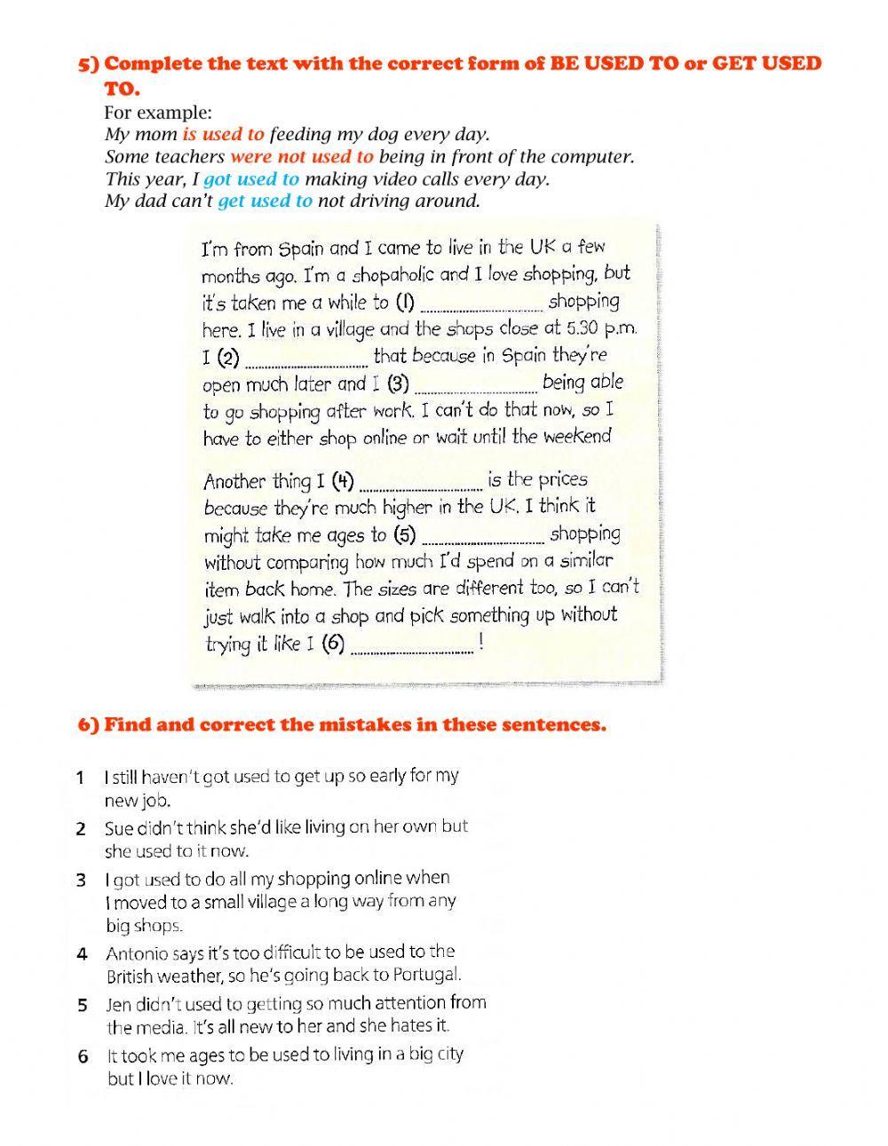 Be used to - get used to