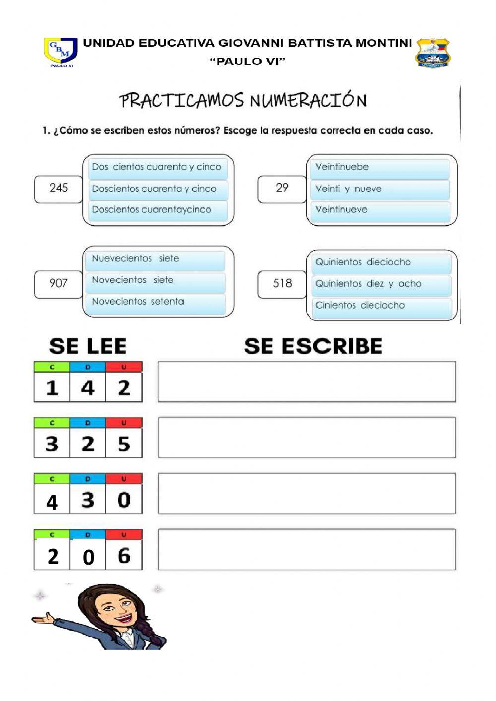 Escritura de numeros