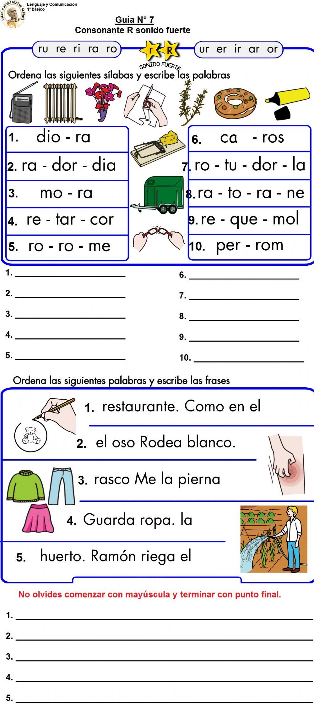 Guía N°7 -Consonante R sonido fuerte-