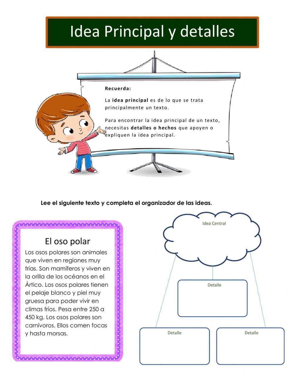 Idea Central y detalles worksheet | Live Worksheets idea-central-y-detalles-worksheet-live-worksheets