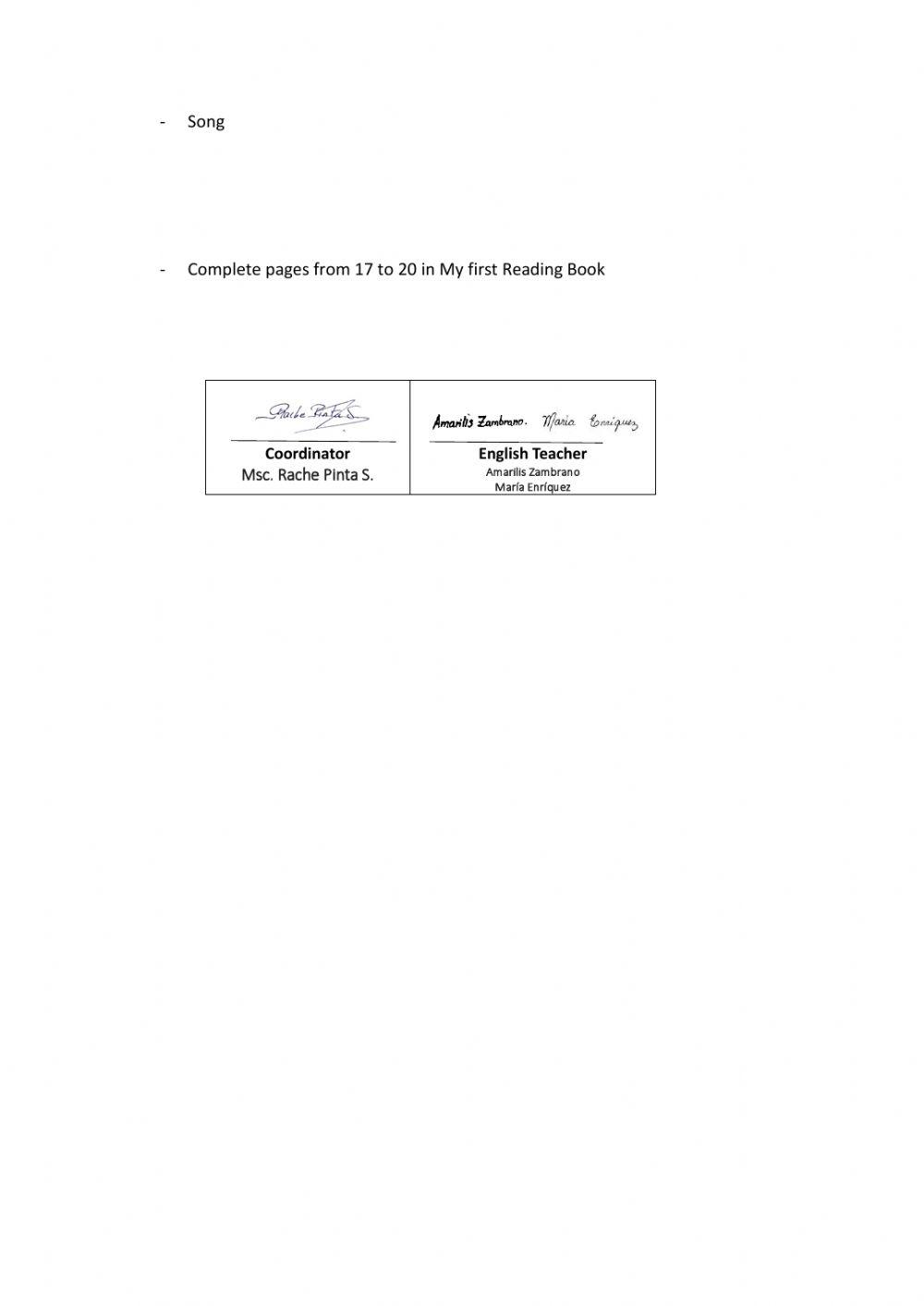 Weekly activities - Preparatory - Week 18