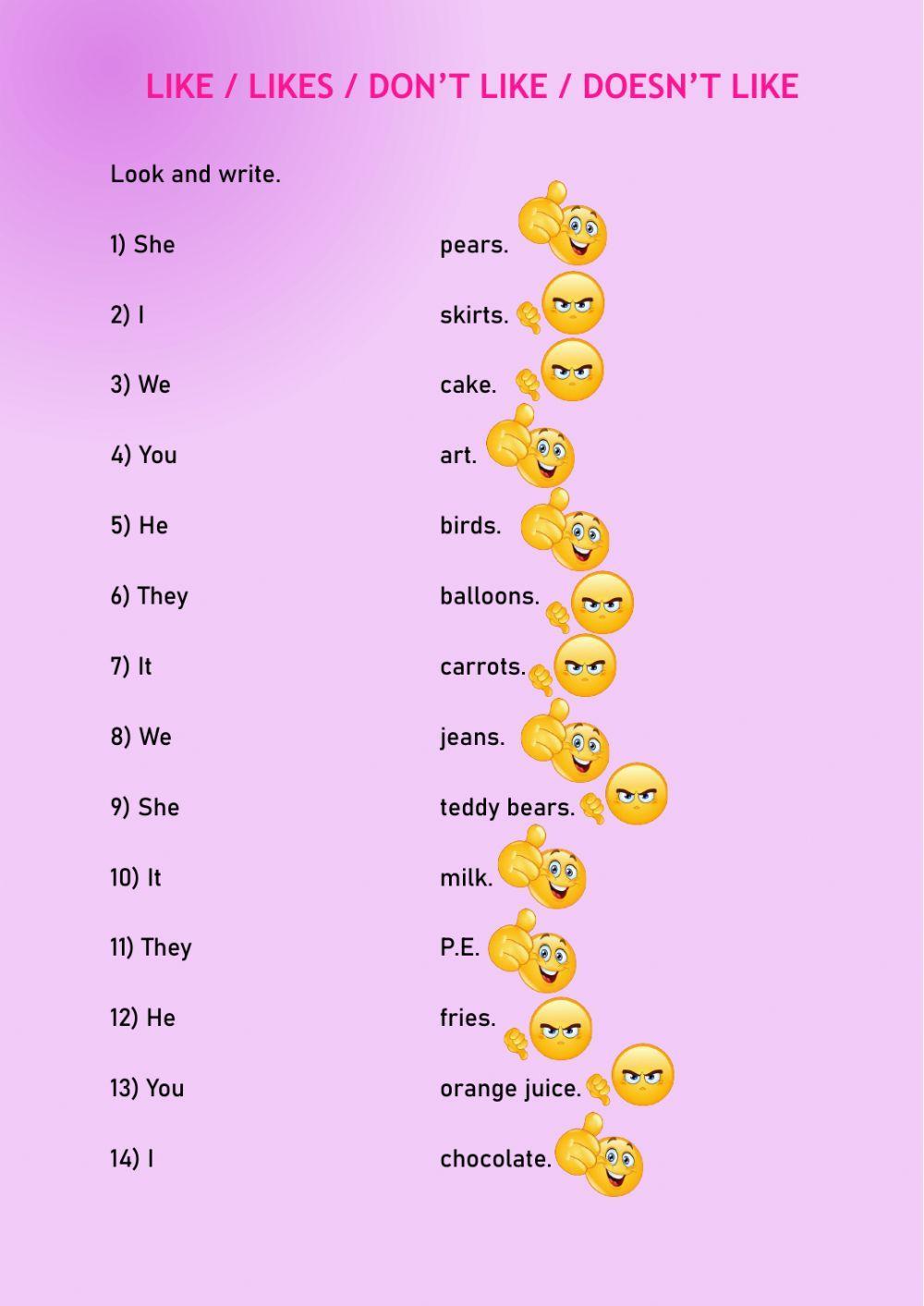 Children 2 - like likes don't like doesn't like