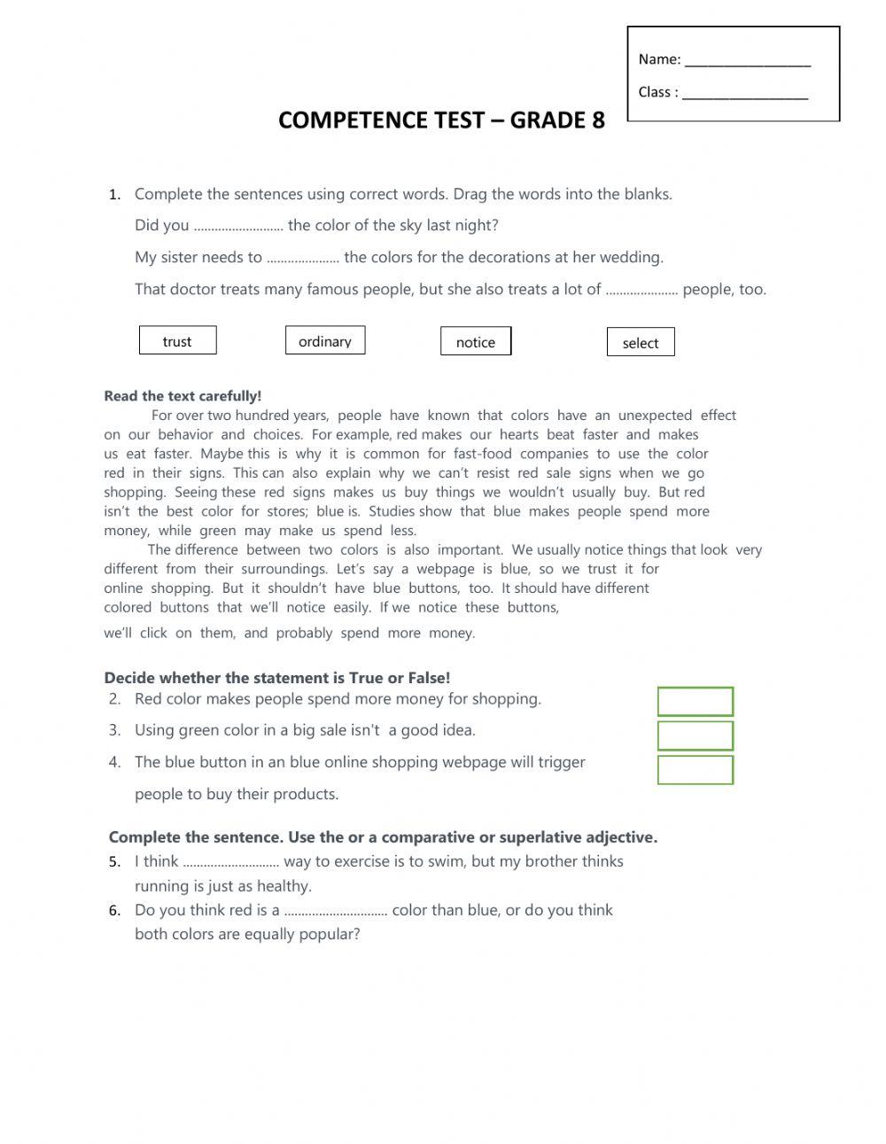 Competence test Competence test