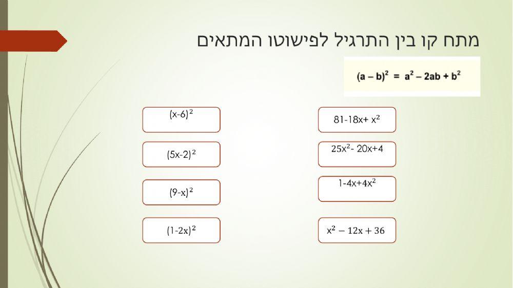 נוסחאות הכפל המקוצר כיתה ט' הקבצה ב