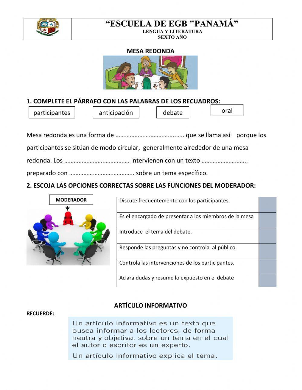 Mesa redonda y artículo informativo