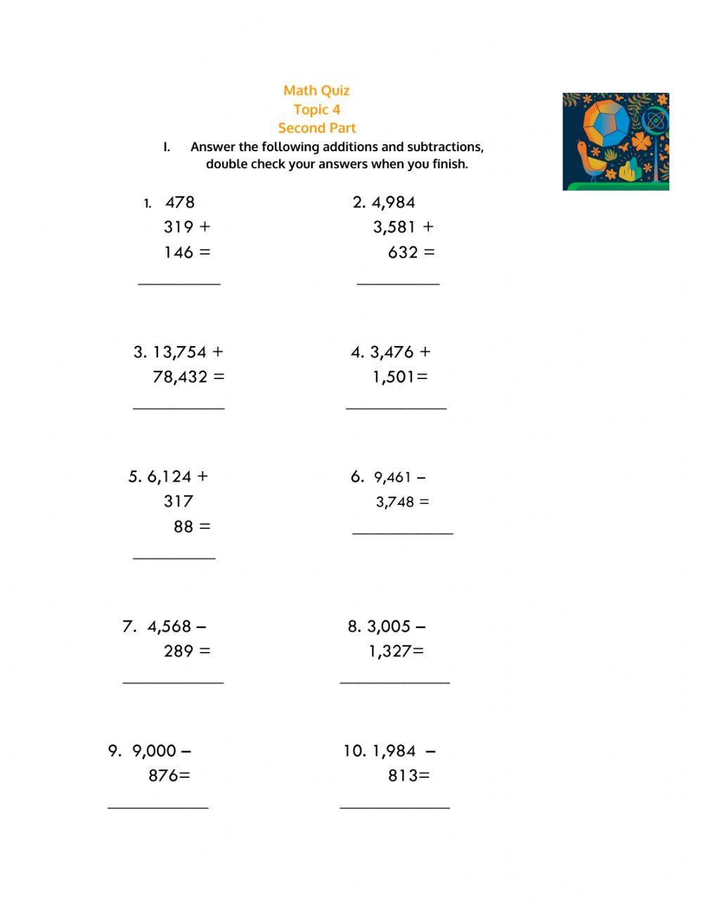 Math Quiz Topic 4