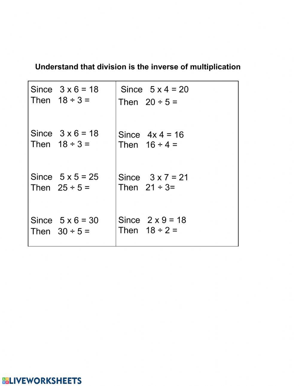 Division is the inverse of multiplication
