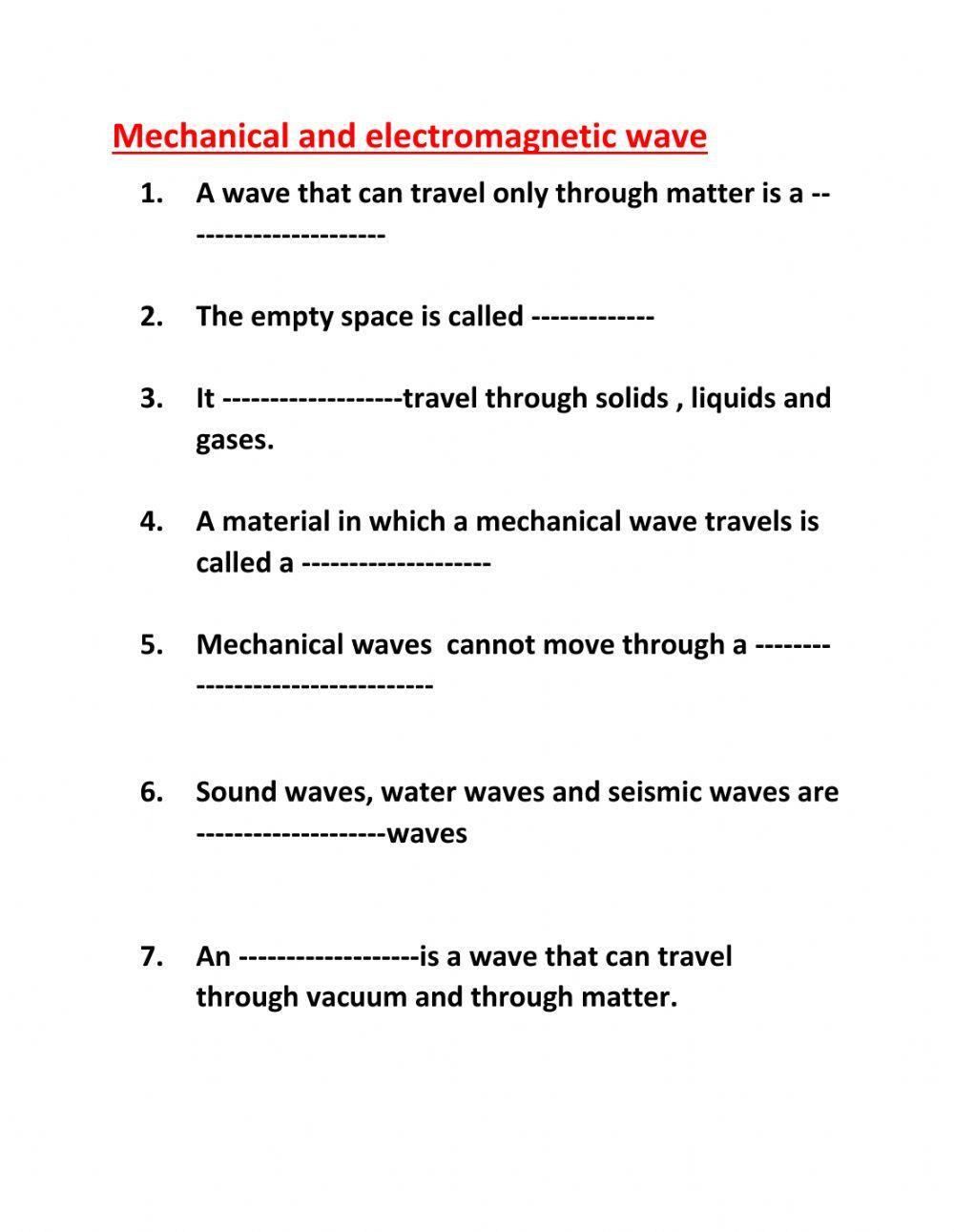 Mechanical and transverse waves