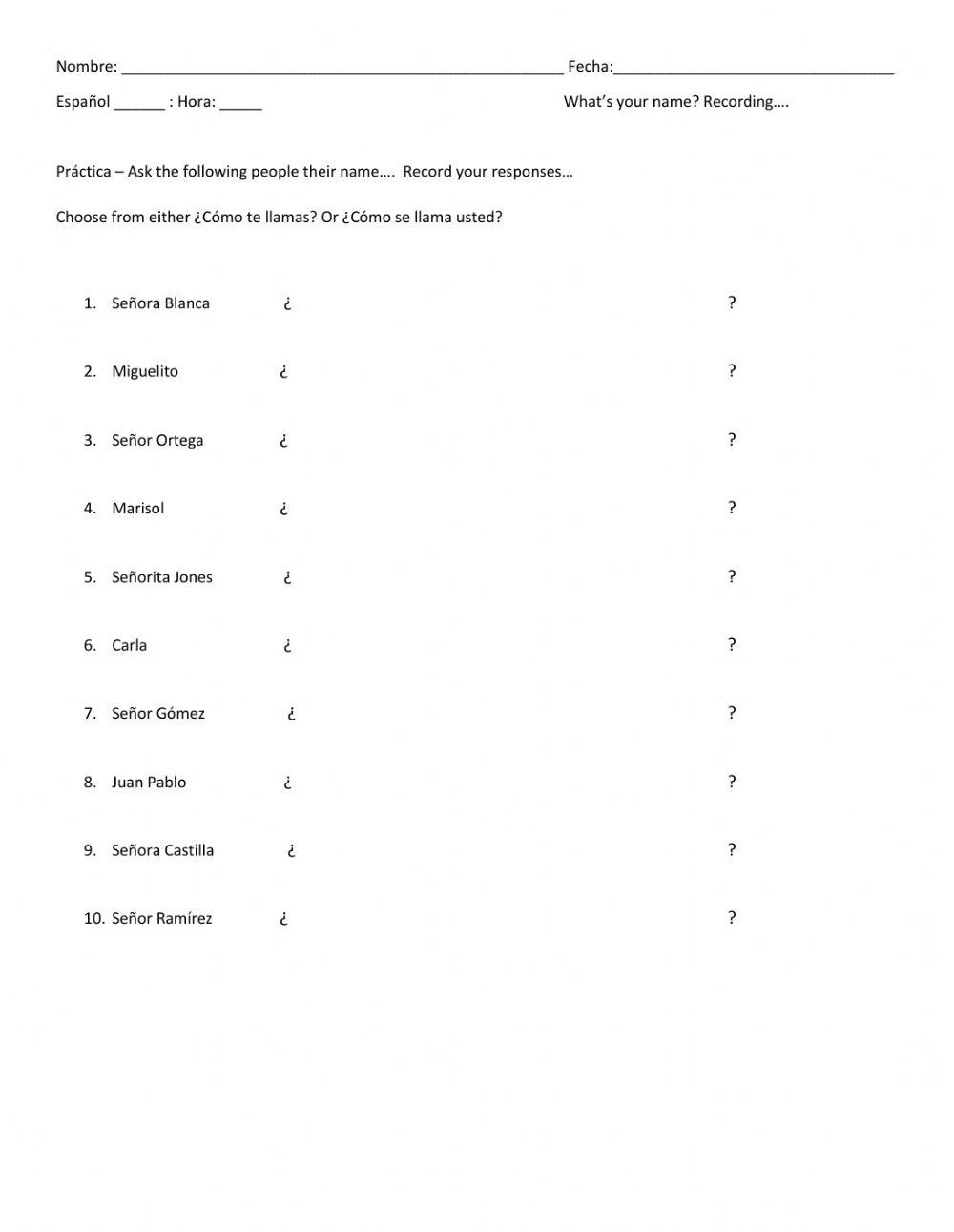 What's your name?  Speaking