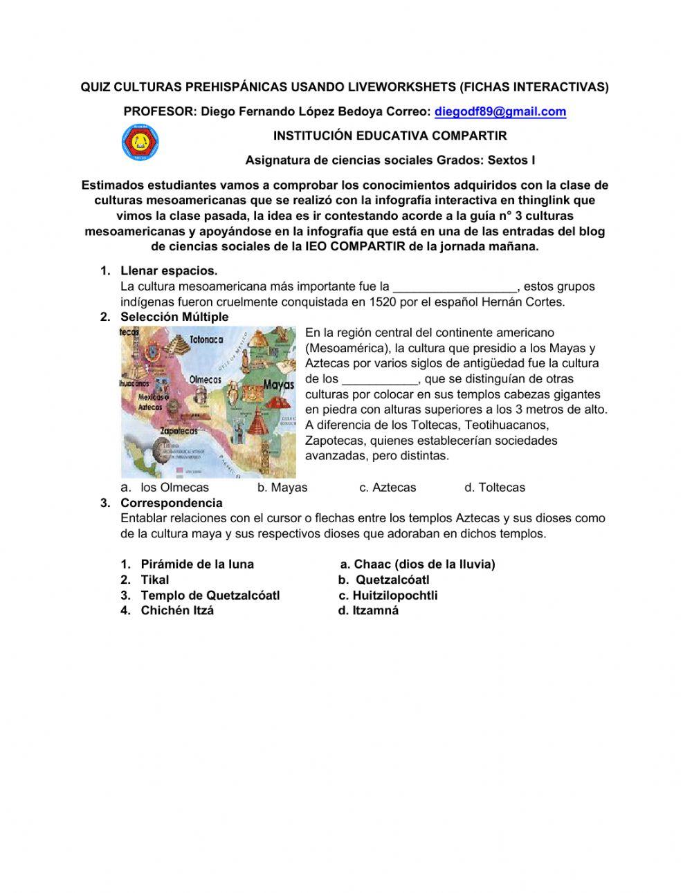 Quiz culturas mesoamericanas