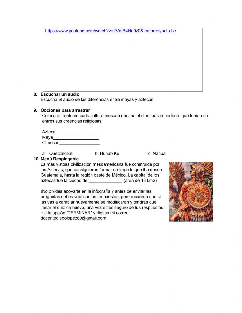 Quiz culturas mesoamericanas