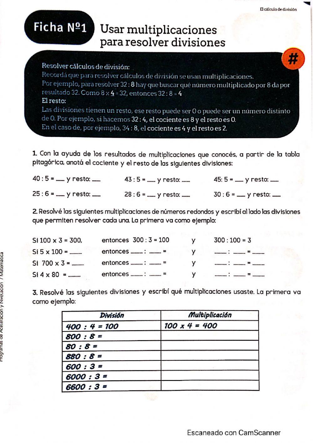 Usar multiplicaciones para hacer divisiones