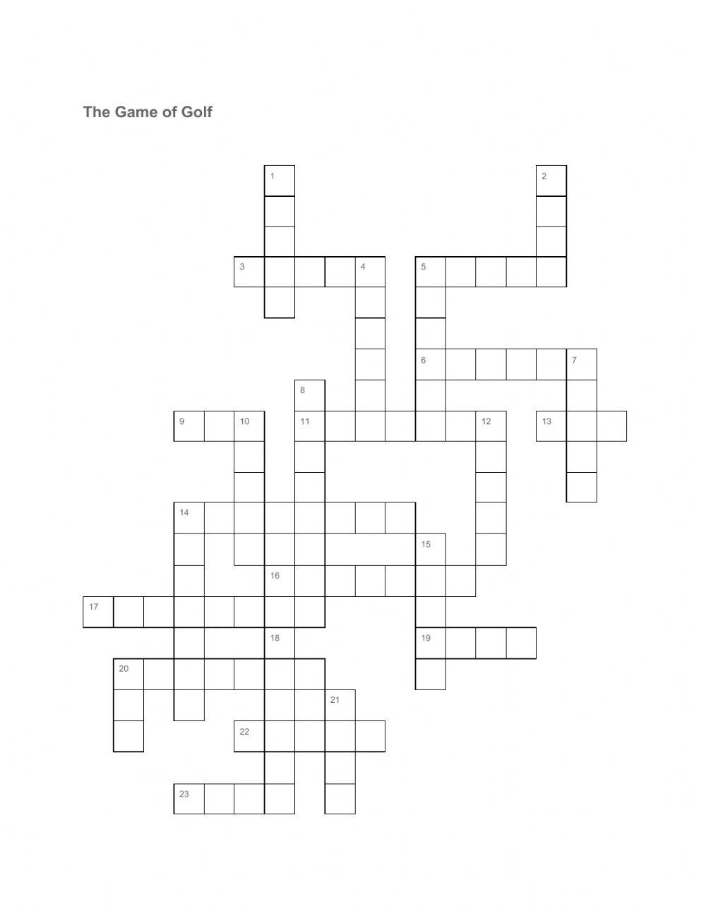 Golf Crossword 393120 spicavet Live Worksheets