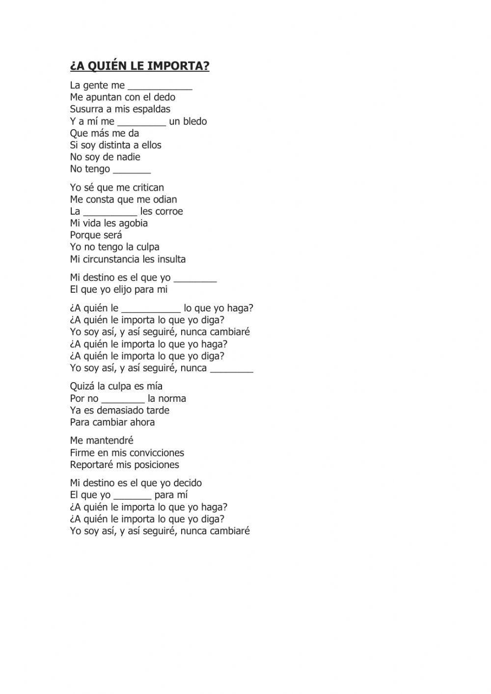 Canción a quien le importa Canción a quien le importa