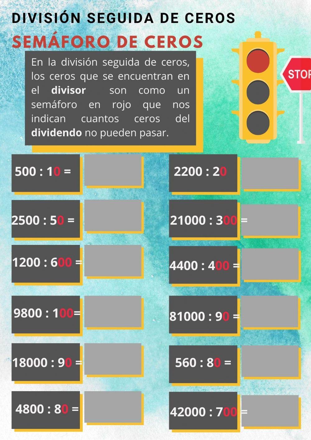División seguida de ceros