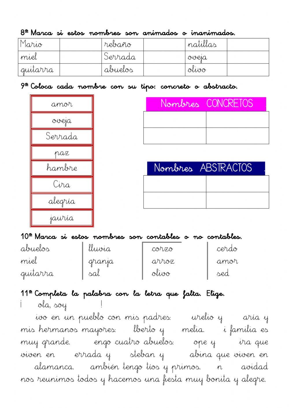 Comprensión lectora 3ºEP 01 el nombre