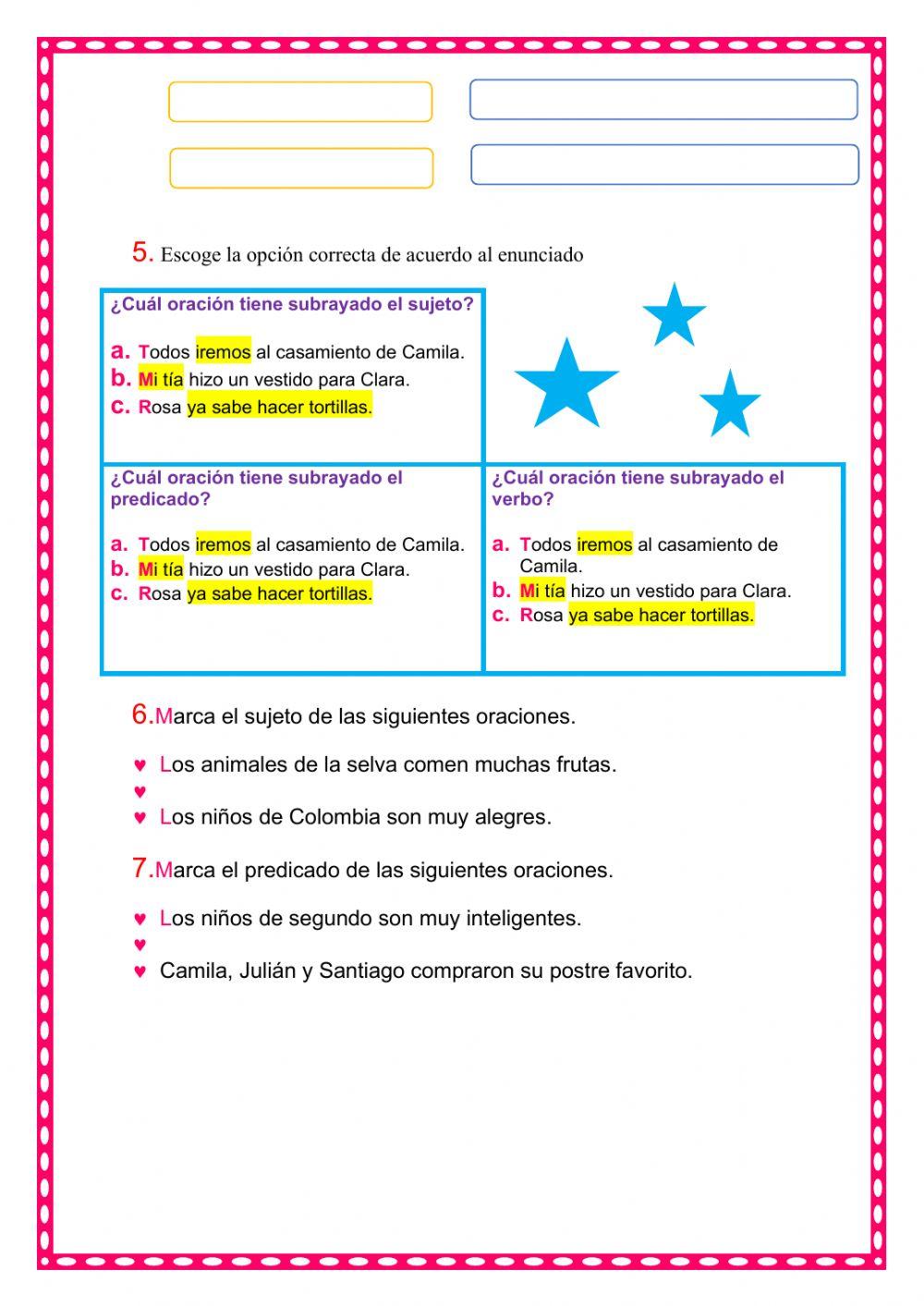 Evaluación de la oracion y sus clases