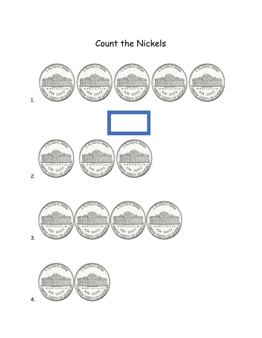 Counting Nickels worksheet Live Worksheets