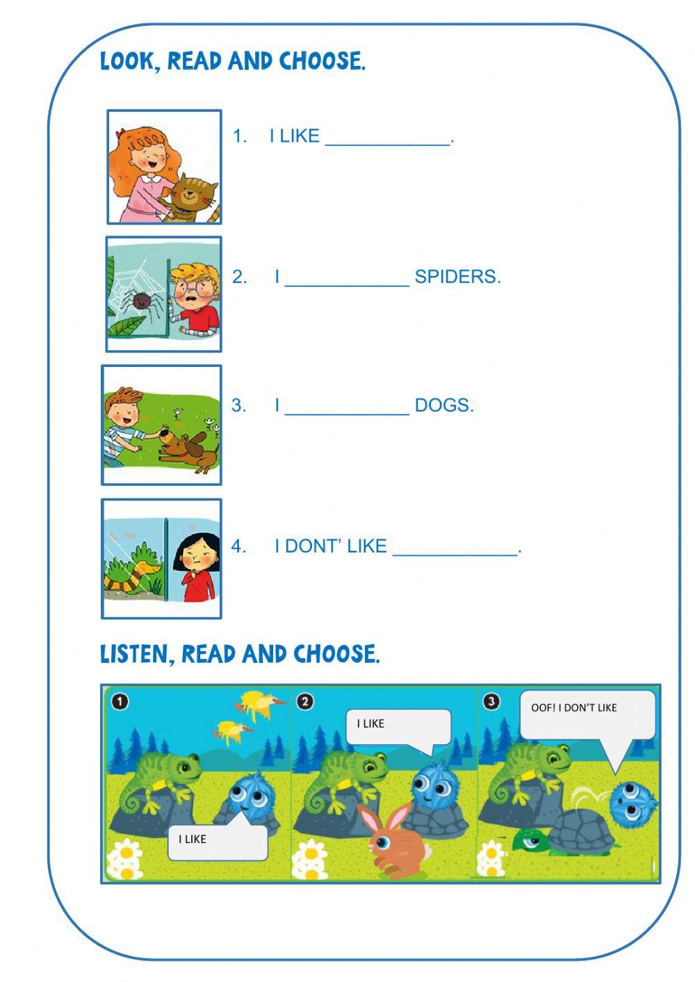 Animals likes and dislikes