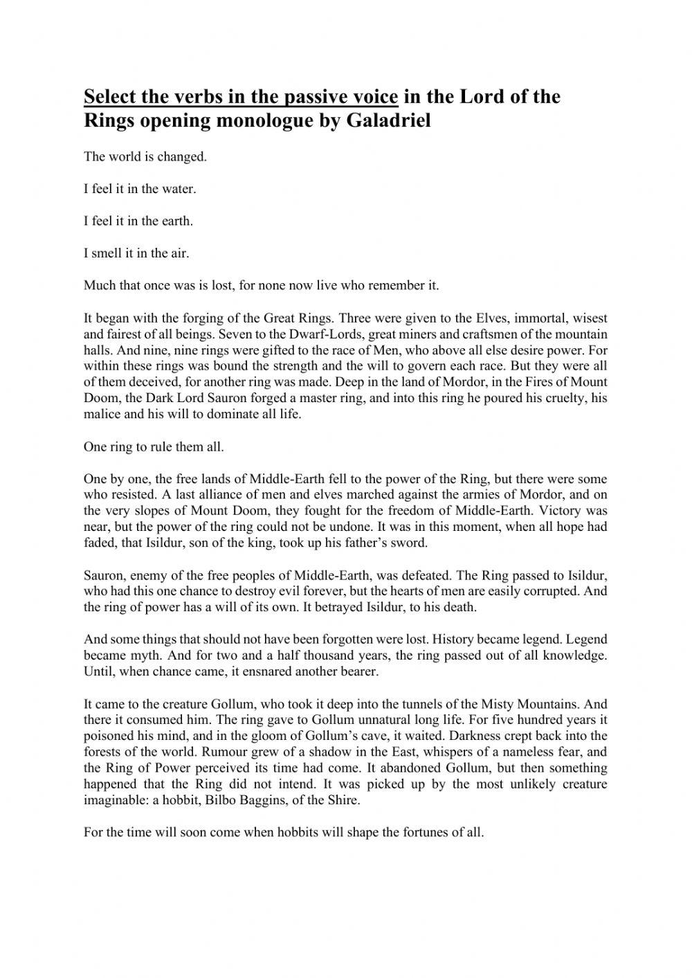 Identifying active and passive verbs