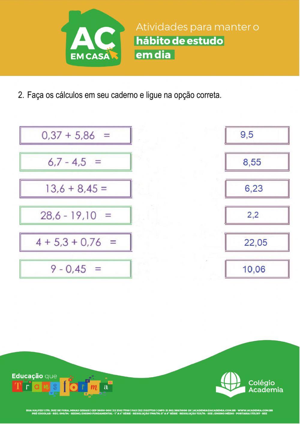 Atividade de Matemática
