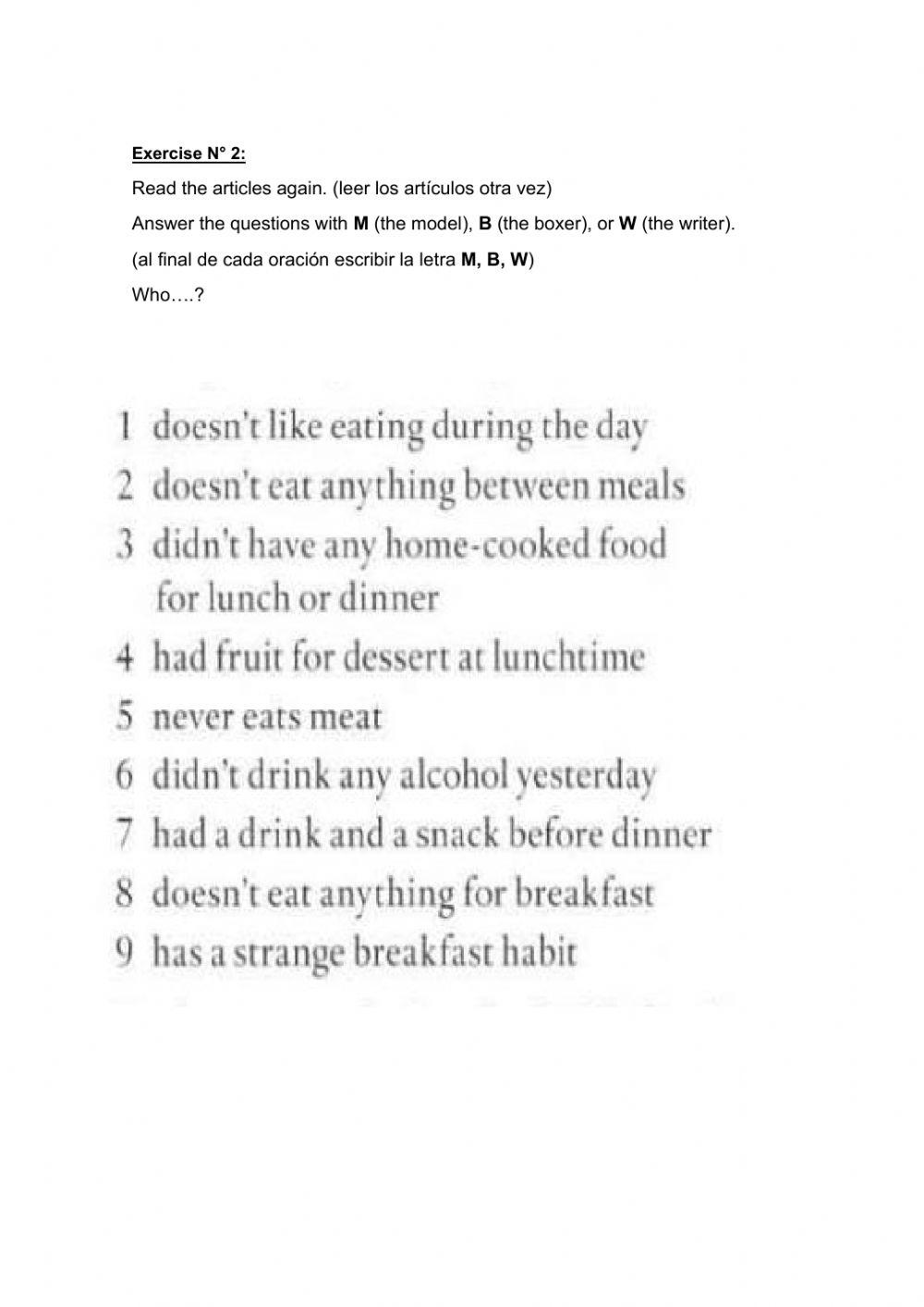 Reading - What I ate yesterday