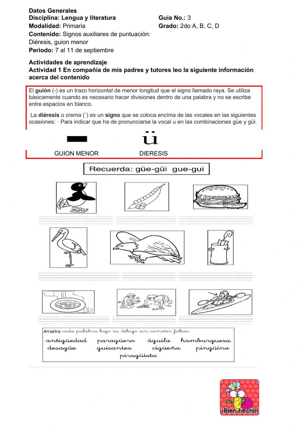 Uso de guión y diéresis