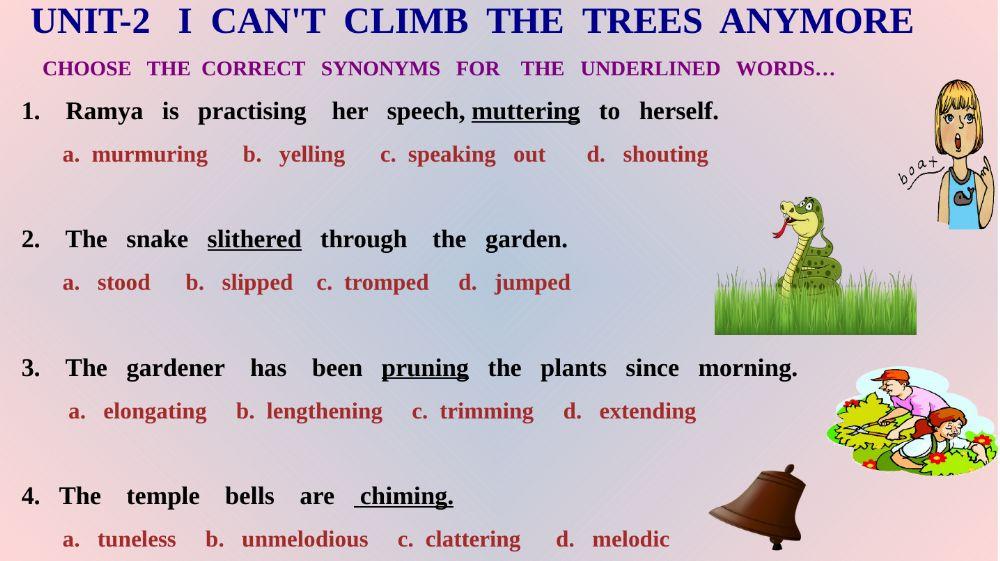 I can 't  climb  trees  anymore-Synonyms....
