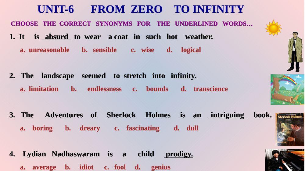 From    zero   to  infinity-Synonyms...