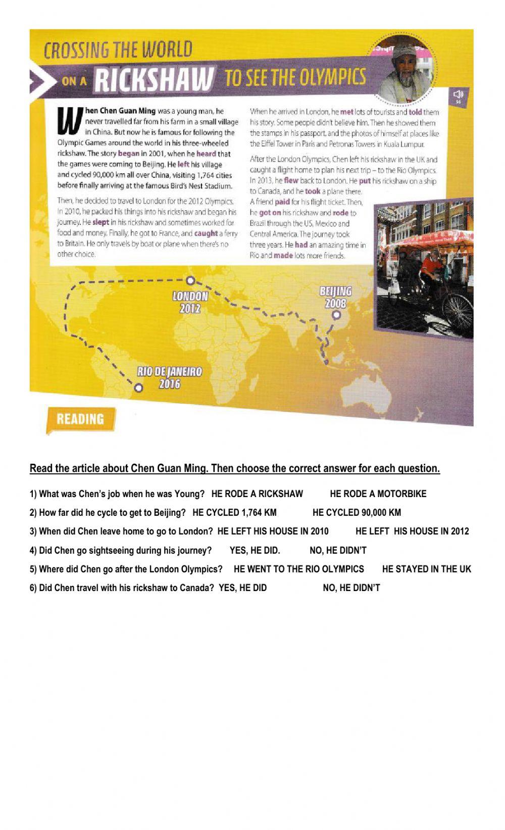 Reading comprehension a2 online exercise for live worksheets